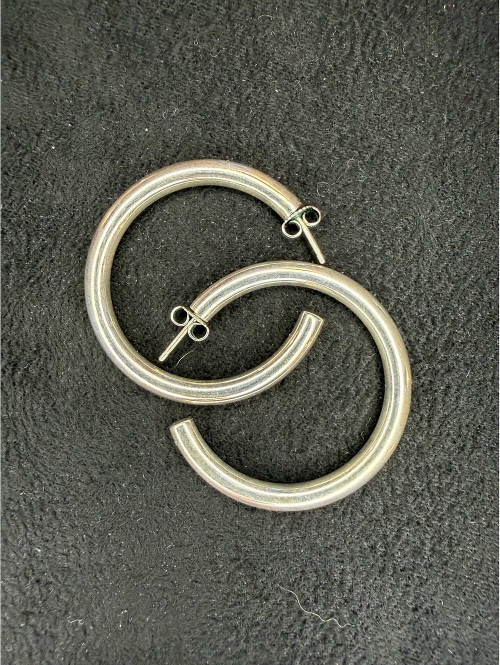 Vintage 925 Sterling Silver 1.5" Thick Hoop Earrings Classic High Polish Round